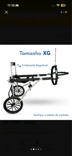 Cadeira de Rodas para Cachorro XG Extra Grande - Paraplegia Traseira