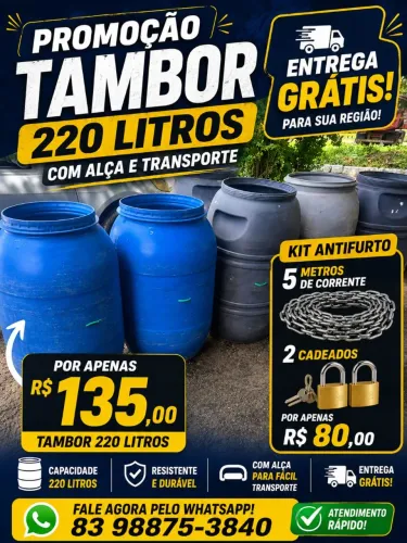 Promoção tambor de 220 litros para lixo predial
