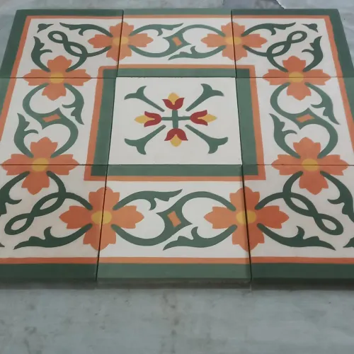 TAPETE DE LADRILHOS HIDRÁULICOS FAIXA FLORAL 0,60CM×0,60CM NA OFERTA.