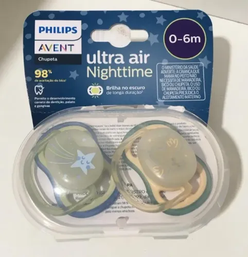 Chupeta Avent Ultra Air Night Time 0-6 Meses Brilha Escuro Philips - NOVA