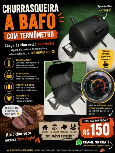 Churrasqueira a bafo com termômetro