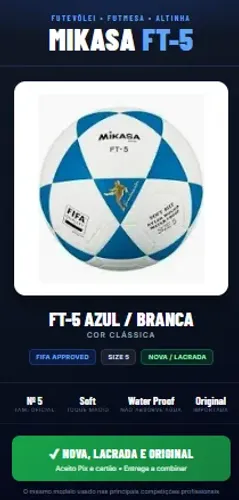 Bola Mikasa FT-5 Futevôlei Futmesa Altinha Branca e Azul Nova Original
