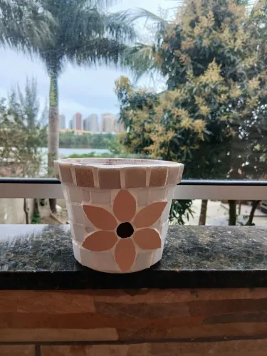 Vaso Mosaico Pastilhas e azulejos floral