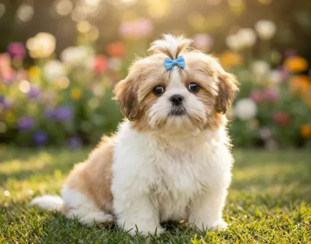 Shih tzu filhote fofo e carinhoso 