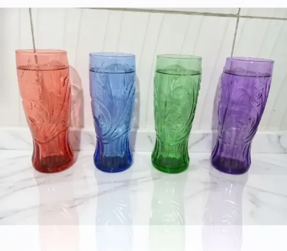 Jogo De Copos Coca-Cola Colecionável - Vidro Colorido (4 Peças)