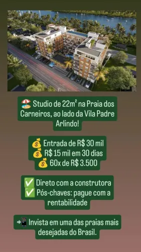 "Invista a poucos passos da Vila Padre Arlindo e da Marina de Carneiros. .