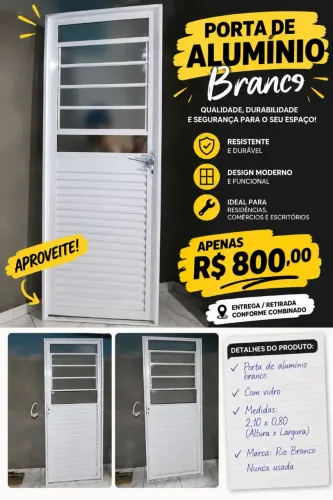 Porta em alumínio c/ Janela basculhante