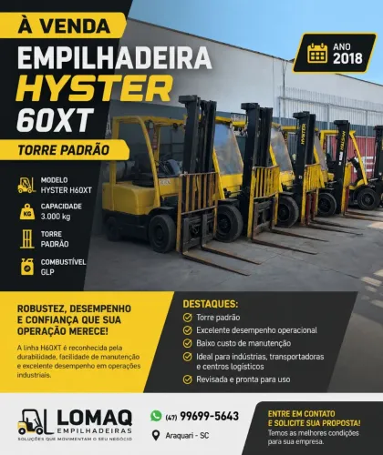 Empilhadeira HYSTER 60XT GLP 2018