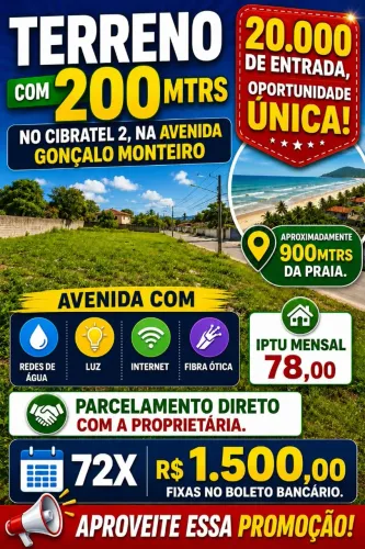 Terreno no cibratel em itanhaém frente para Avenida Gonçalo Monteiro!