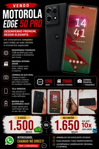 Smartphone Motorola edge 50 pro 256GB de memória