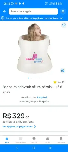 Banheira baby tube ofurô pérola de 1 a 6 anos