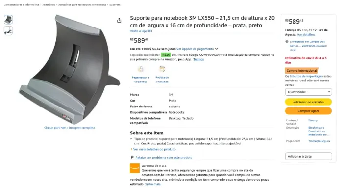 suporte stand notebook 3m
