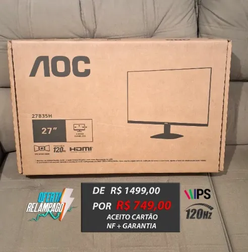 [LACRADO] Monitor AOC 27" IPS 120Hz 1ms Full-HD (Aceito cartão)