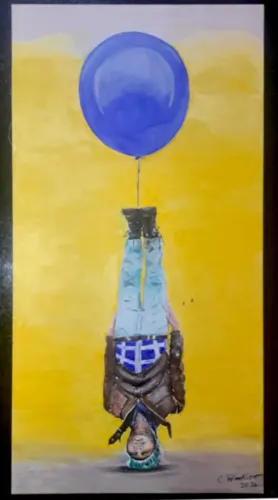 Pintura acrilica em tela - O menino e o balão