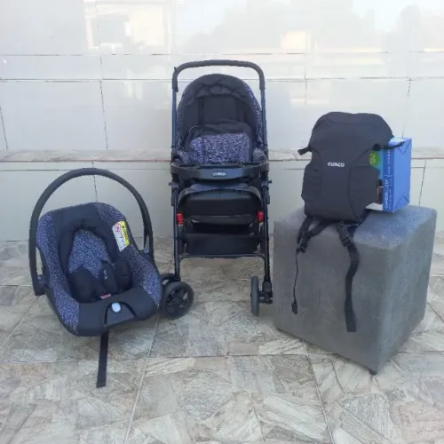 Kit Bebê Completo Cosco (Preto): Carrinho Reverse + Bebê Conforto CV 2001 + Canguru Loop