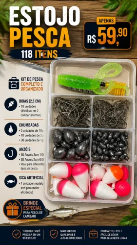 ESTOJO KIT PESCARIA - 118 ITENS