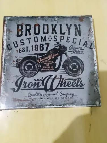 Placa decorativa Brooklyn Iron and Wheels vintage metal
