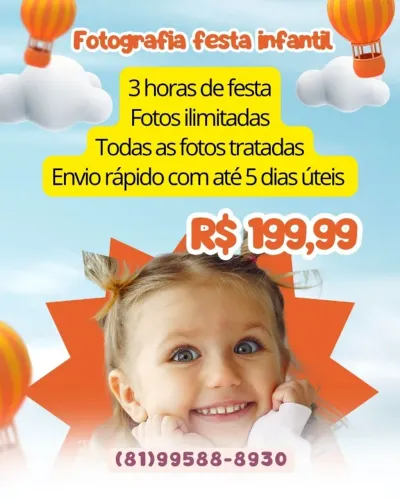 COBERTURA FOTOGRÁFICA PROFISSIONAL 199,99