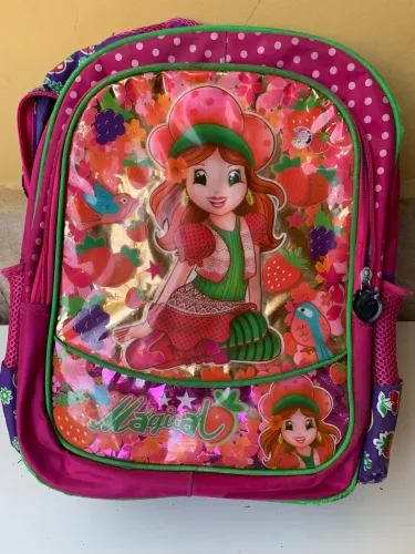 Mochila De Costas Infantil Escolar Morango Rosa Personagem