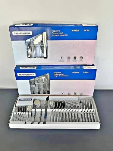 Jogo Talheres Faqueiro Búzios Aço Inox 24 Peças Tramontina