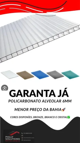Policarbonato alveolar de 6mm direto da distribuidora - melhor preço Salvador