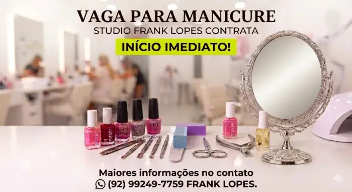 Vaga de Manicure para trabalhar em Studio