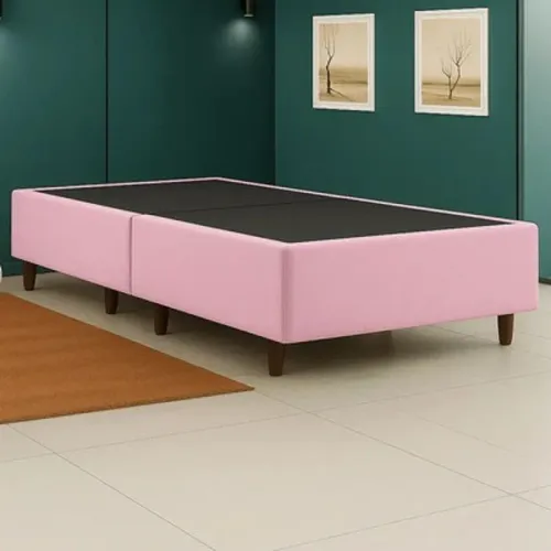 Base Box Infantil Dobrável Solteiro Rosa 1,5m x 70cm x 20cm