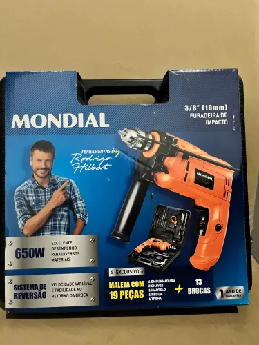 Furadeira mondial nova 650w maleta completa garantia 1 ano