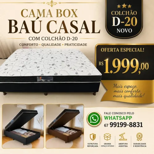 Cama baú casal com colchão preço de fábrica entrego garantia