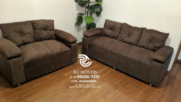 Sofá 2 e 3 pessoas Material suede D33 Braço Fofão Confortável Direto da Fábrica - Otimo Pr