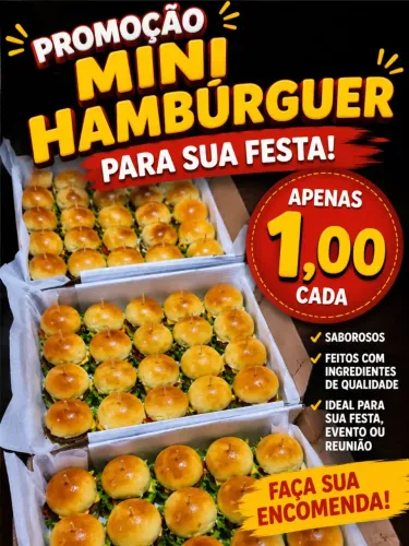Mini hambúrguer para sua festa por apenas 1,00