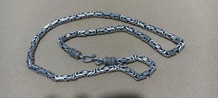 Corrente prata Bali grossa ponto peruano 63cm 6mm 116g