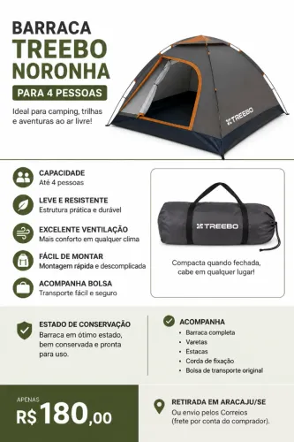 Barraca de camping Treebo Noronha 4 - Para 4 pessoas