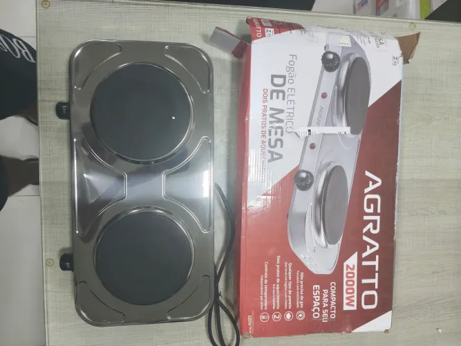 Fogão Elétrico De Mesa Portátil Agratto 220V 2000W 2 Bocas novo sem uso
