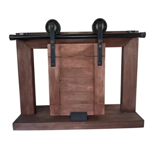 Kit para Porta Celeiro Rústico até 75cm Trilho Tubular Preto - 1,50m