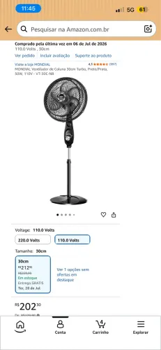 Ventilador de Pé LACRADO NA CAIXA