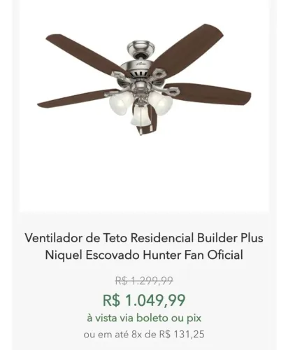 Ventilador HUNTER (Perfeito estado de conservação)