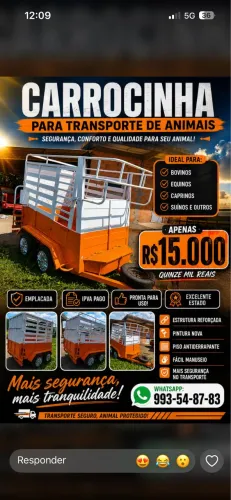 Carrocinha para transporte de animais