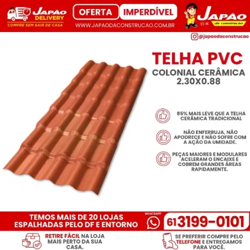 Telha PVC Colonial Cerâmica 2.30 x 0.88 (Retire na Loja Mais Perto da Sua Casa)
