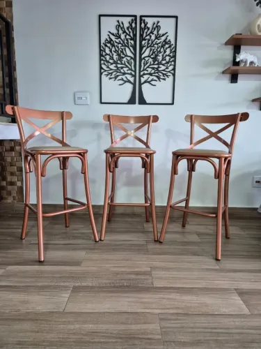 Conjunto de Banqueta em aço cobre para cozinha