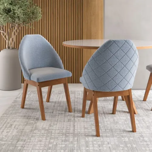 Cadeira/Poltrona para Sala de Jantar em Linho Cinza