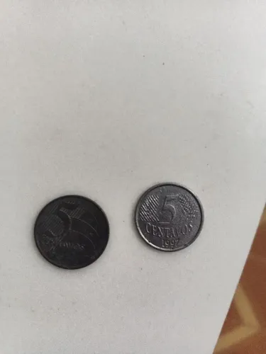Lote Moedas Raras 5 Centavos Com Defeito (1997 Invertida + 2011 Horizontal)