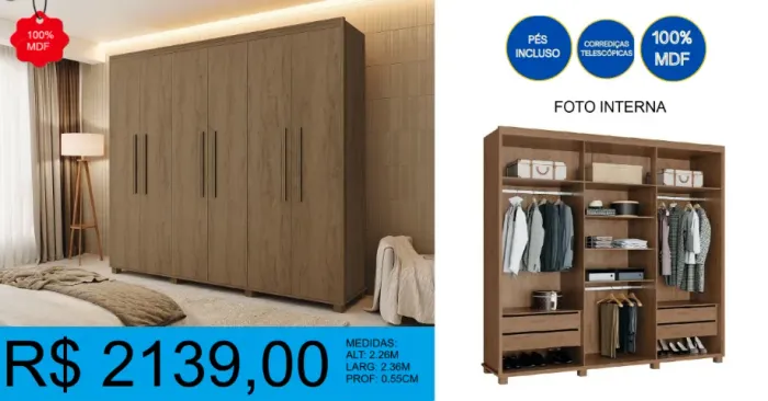 GUARDA- ROUPA -100% MDF- 2 CORES DISPONIVEL = TEMOS PRONTA ENTREGA