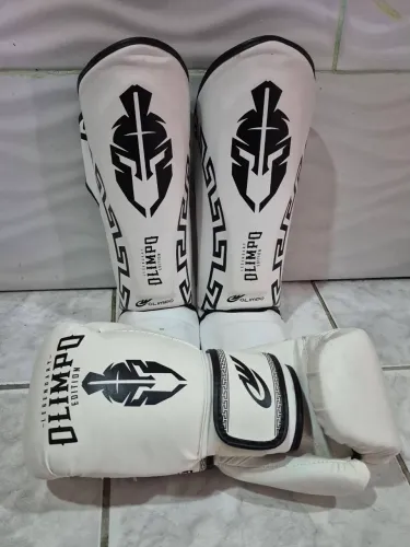 Kit Olimpo Luvas 14oz Caneleira Muay Thai Boxe Luta
