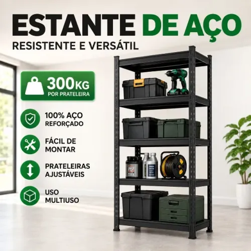 Estante Multiuso Industrial em Aço (40 x 120 x 200 cm)