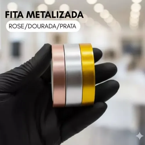 Fita Adesiva Efeito Metalizado Dourada Rose Prata Autocolante 10 M