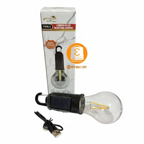 Lâmpada LED Movido a Energia Solar ou Recarregável USB Portátil (Branco Quente)