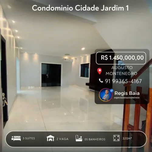 Vendo Belíssima casa no Condomínio Cidade Jardim 1, Augusto Montenegro, Belém-Pará