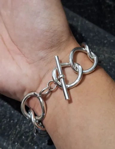 Grossa e pesada pulseira elo corrente em prata 925