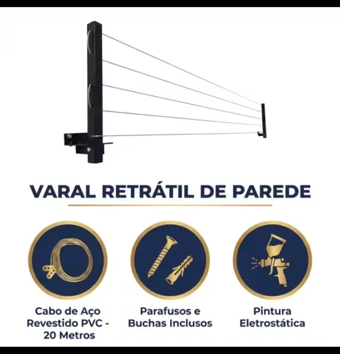 Varal de parede retrátil